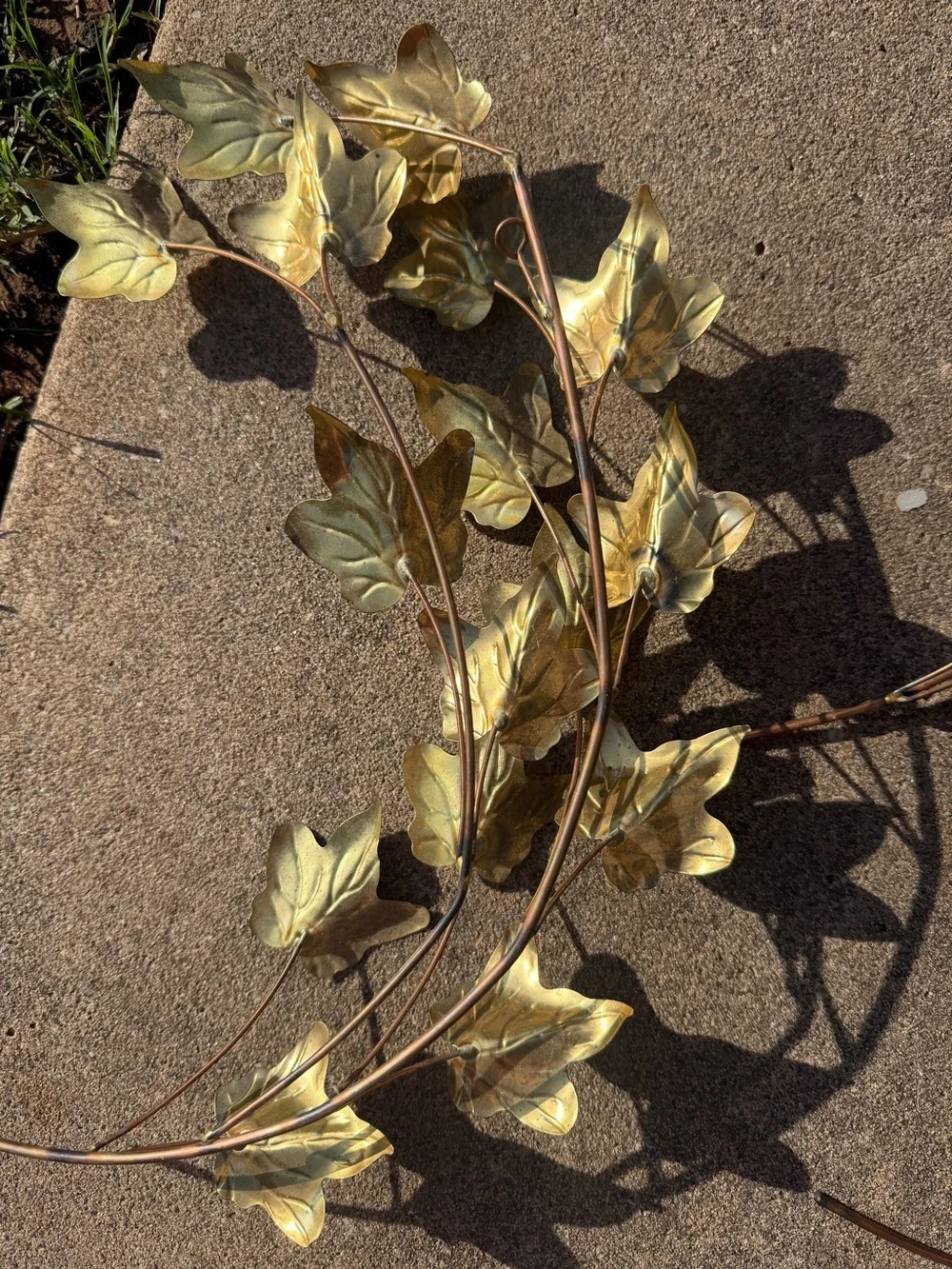 Vintage MCM Homco Gold/Brass Ivy Leaf Wall Decor Set (3 Pieces)